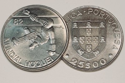 3327 Portugalia 25 Escudos 1983 Roller Hockey Championship 1982 km 616 aunc-UNC foto