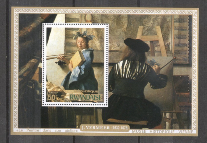 Rwanda 1975 Paintings Vermeer perf. sheet Mi.B68 MNH DA.109