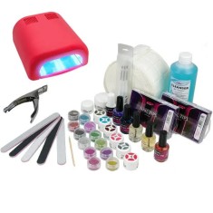 Set gel UV mare - sistem monofazic cu lampa UV roz 36W foto