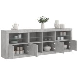 Dulap cu lumini LED, gri beton, 202x37x67 cm