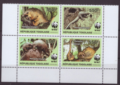 115-TOGO 2010-GROTH 453-Bloc cu 4 timbre nestampilate PANGOLIN,MNH foto