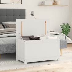 vidaXL Cutie de depozitare, alb, 80x40x45,5 cm, lemn masiv de pin