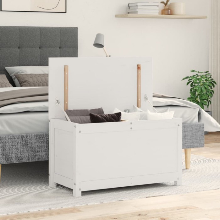 Gossi cutie de depozitare, alb, 80x40x45,5 cm, lemn masiv de pin