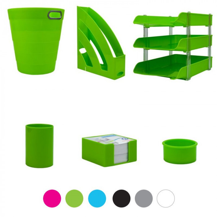 Set 8 accesorii pentru birou ARK, verde, RESIGILAT