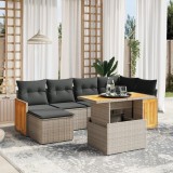 Gossi set canapele de gradina, 7 piese, cu perne, gri, poliratan