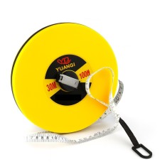 Ruleta Temark&reg; 30 metri, banda din fibra de sticla, carcasa ABS inchisa, manivela pliabila, galben
