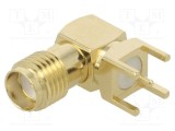 Conector SMA soclu mamă unghi 90&deg; 50&Omega; aurit PTFE THT HONGKONG XINYA ELECTRONICS