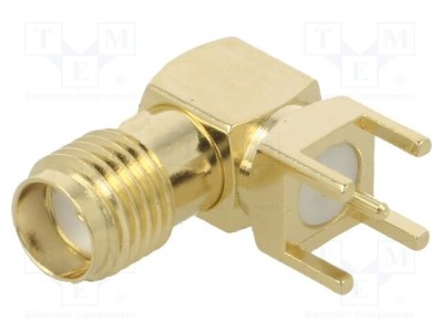 Conector SMA soclu mamă unghi 90&amp;deg; 50&amp;Omega; aurit PTFE THT HONGKONG XINYA ELECTRONICS foto