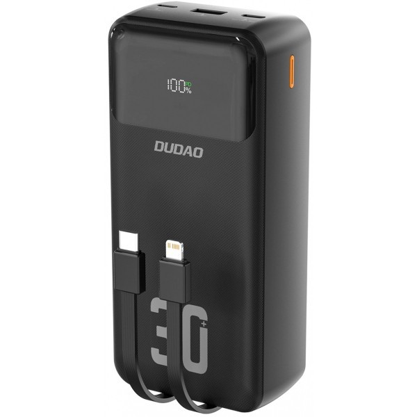 Baterie Externa Dudao K15MAX, 30000mAh, 22.5W, QC + PD, 1 x Lightning - 1 x USB-A - 2 x USB-C, Neagra