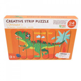Cumpara ieftin Puzzle bețișoare din lemn, Dinozaur, 32 piese, 5-7 ani, Oem