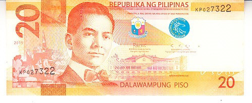 M1 - Bancnota foarte veche - Filipine / Pilipinas - 20 piso - 2019