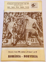 Program meci fotbal ROMANIA - NORVEGIA (03.06.1981) foto