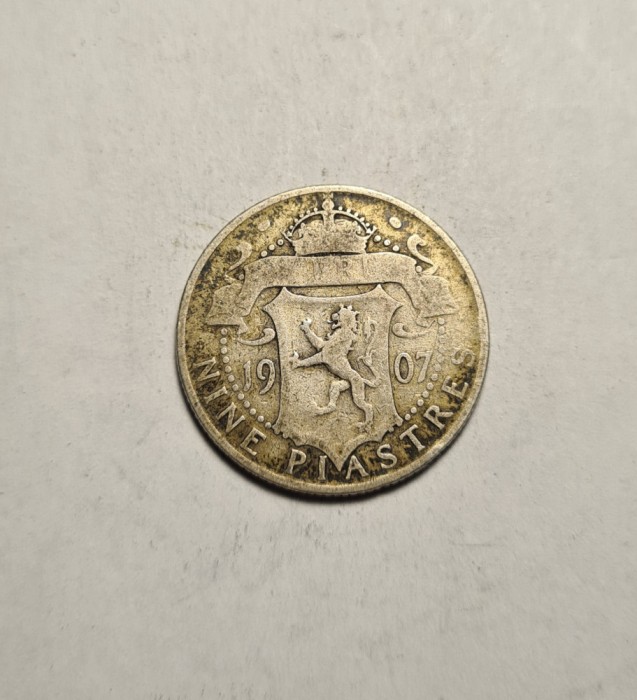 Cipru 9 Nine Piastres 1907 Raruta