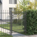 vidaXL Poartă de gard cu țepi Gri 170 x 100 cm Oțel vopsit &icirc;n pulbere 42009005