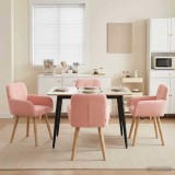 Cumpara ieftin Scaune de dining 4 buc. Boucl&eacute; Roz 59 x 56,5 x 85 cm