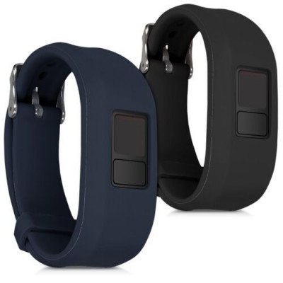 Set 2 Curele pentru Garmin Vivofit 3, Kwmobile, Silicon, Albastru/Negru, 46621.01 foto