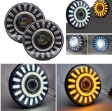 2 x LED Far Lumina Lampa 178mm/7inch 50W Hi/Low/DRL/Indicator Halo Intermitente Moto Auto 12V 24V