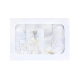 Cumpara ieftin Trusou Botez cu 7 piese personalizat cu broderie - "Cu drag de la Nasi" - ALB - IVOIRE- TB94