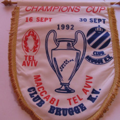 Fanion fotbal Maccabi Tel Aviv - Club Brugge, Champions Cup, 1992
