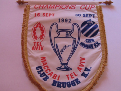 Fanion fotbal Maccabi Tel Aviv - Club Brugge, Champions Cup, 1992 foto