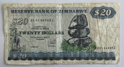 Bancnota Zimbabwe - 20 Dollars 1994 foto