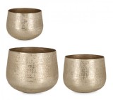 Cumpara ieftin Set 3 vaze flori aluminiu auriu 18x14 cm; 21x16 cm; 25x19.5 cm