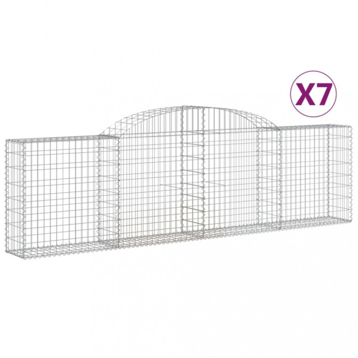 Cosuri gabion arcuite 7 buc., 300x30x80/100 cm, fier galvanizat