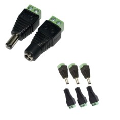Set 3 conectori alimentare CCTV mama tata 2.1 5.5 mm cu prindere surub, adaptor alimentare camere supraveghere compatibil cablu alimentare sau UTP