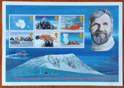 B.A.T.(Brit. Antartica)- 2000 -&amp;#039;&amp;#039;Sir Vivian Fuchs -Stamp-show 2000&amp;#039;&amp;#039; val mare -cat Scott= #288 &amp;pound;-COLITA-bloc de 6val-NESTAMPIL.-VEZI SCAN foto