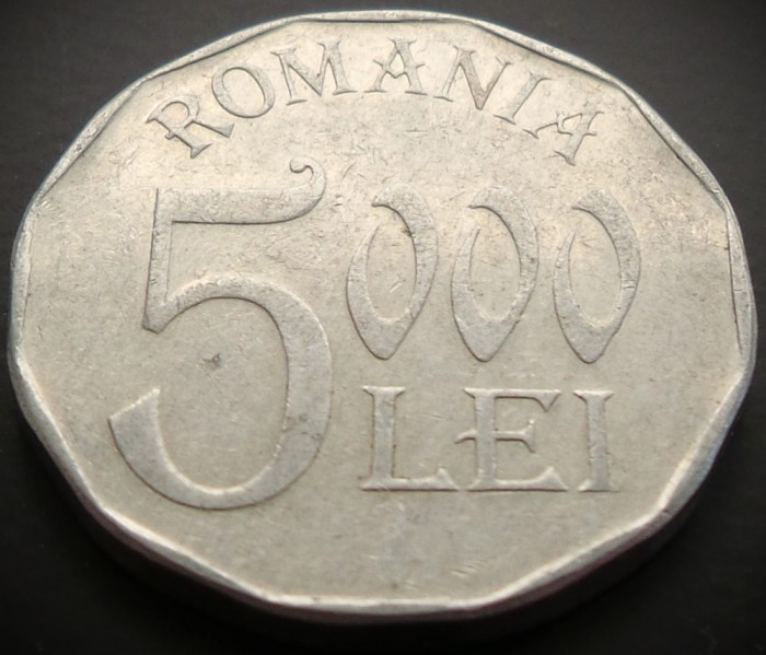 Moneda 5000 LEI - ROMANIA, anul 2002 * cod 4465