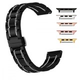 Cumpara ieftin Bratara ceramica, compatibila Apple Watch 9|8|7|6|5|4|3|2|1 Series, 41mm|40mm|38mm, Black Silver