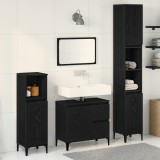 VidaXL Set de dulapuri pentru baie &icirc;n 3 piese Negru Stejar Lemn Compus