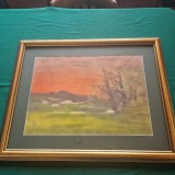 CONSTANTIN RADINSCHI - APUS CU MARGINE DE SAT - acuarela anii '70