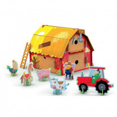 Puzzle 3D Ferma vesela Sassi, 43 piese, carte inclusa, 10 pagini, 3 ani+