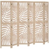 HOMCOM Paravan interior din lemn 6 panouri 240 x 170 cm, pliabil și portabil, model frunză, design detașabil, lemn natural | Aosom Romania