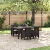 VidaXL Set masă grădină 5 pcs Maro 150 x 100 x 73 cm Plastic
