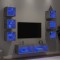 vidaXL Unități TV de perete cu LED-uri 8 piese gri beton lemn compozit