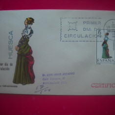 HOPCT PLIC S FDC 862 HUESCA 1968 SPANIA COSTUME POPULARE/TRADITIONALE