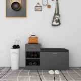 vidaXL Banchetă pantofar, gri, 94,5x31x57 cm, lemn prelucrat 326743