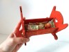 Papusa mica cu patut de lemn, jucarie veche, vintage, colectie