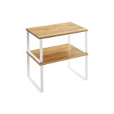 Set 2 organizatoare pentru rafturi dulap de bucatarie, Songmics, Bambus, KCS02NW, Alb