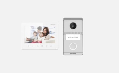 Kit videointerfon analog Hikvision DS-KIS101-P/Surface, conectare usoara pe 2 fire, foto