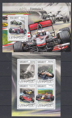 Mozambic 2016- MASINI RALIURI - F1 - FERRARI,ALFA ROMEO,etc- BL+ KB - MNH foto