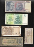 Set 5 bancnote de prin lume adunate (cele din imagini) #431, Europa
