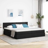 Cumpara ieftin Pat cu LED si saltea Negru 200 x 200 cm Tesatura
