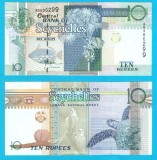 Seychelles (p#36) 10 Rupees 1998 UNC 'Coco-de-Mer'; (ROG CITITI DETALIILE!)