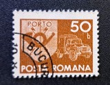 Rom&acirc;nia (Perioada Postbelică / RPR-RSR) "Transport Poștal / Autoutilitară" - 50 BANI Maro cu Ștampilă Poștală "BUCUREȘTI" (Dintelat, Ștampilat) RO1