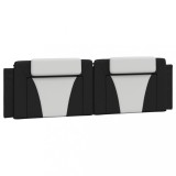 Perna pentru tablie pat, Viana, negru si alb, 180cm, piele artificiala, DKD Home Decor