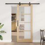 Ușă glisantă vidaXL cu set de accesorii &quot;ORKDAL&quot; Lemn masiv &amp; Sticlă, Ușă de interior vidaXL cu sticlă &quot;ORKDAL&quot; 83x202x4 cm Lemn masiv de pin