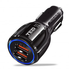 Alimentator Incarcator de la auto la 2x USB-A 3A Fast Charge foto